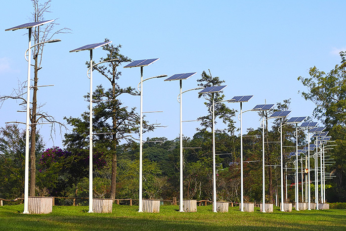 Foto de painéis solares no Parque do Carmo, em São Paulo.